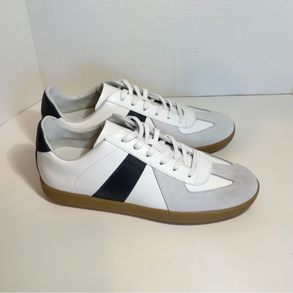 Beckett Simonon Morgan Trainers GAT Mens SIZE 10 EU 43 White Navy Leather Suede